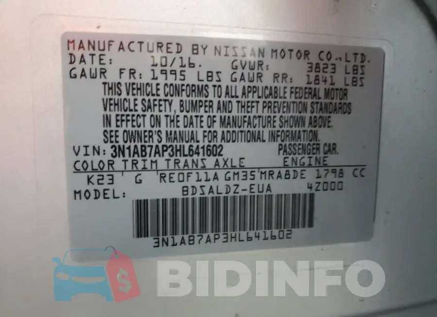 3N1AB7AP3HL641602 Photo# 12