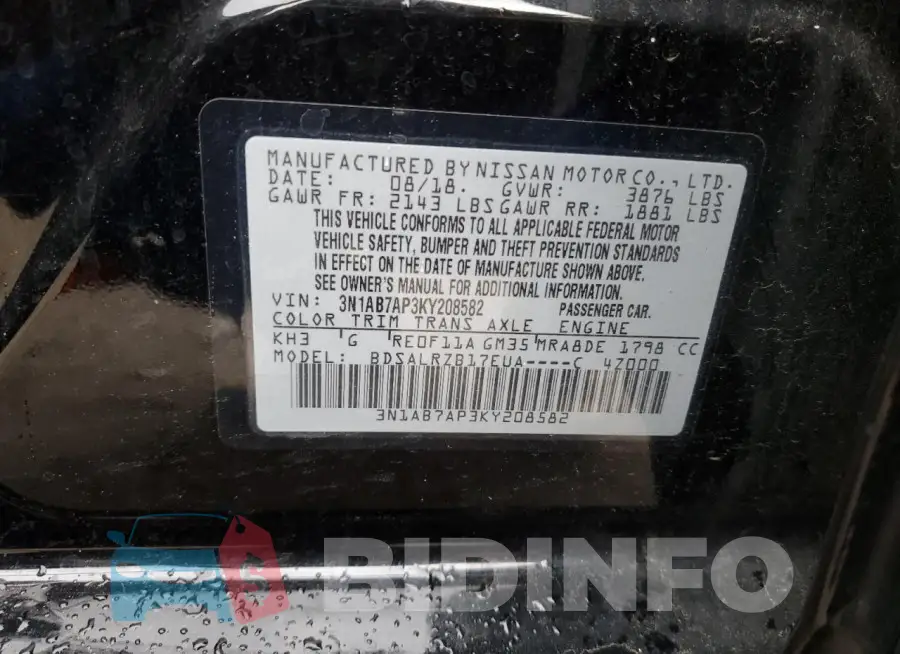 3N1AB7AP3KY208582 Photo# 12