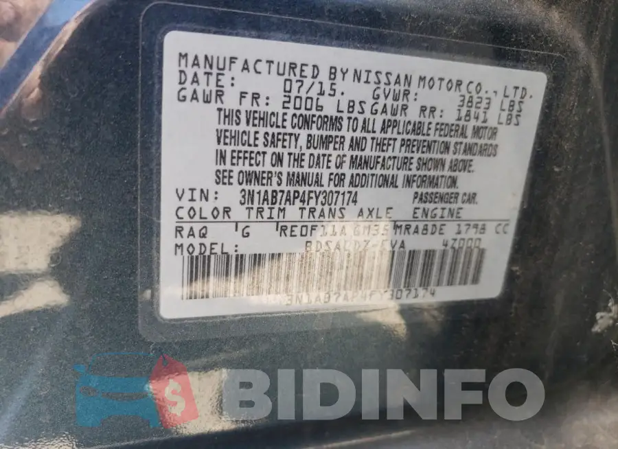 3N1AB7AP4FY307174 Photo# 12
