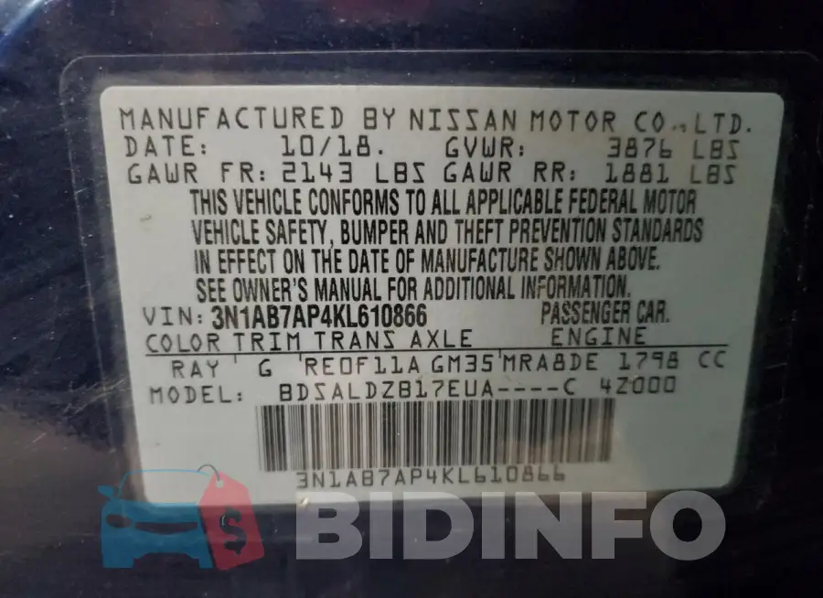 3N1AB7AP4KL610866 Photo# 12