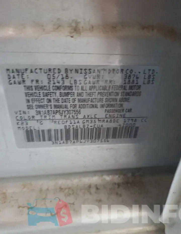 3N1AB7AP6JY307556 Photo# 12