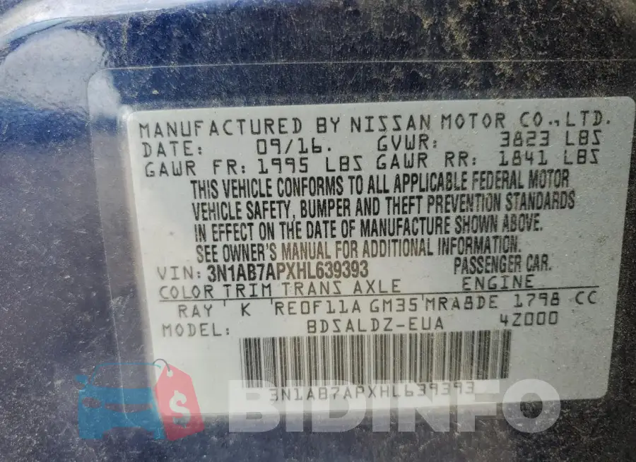 3N1AB7APXHL639393 Photo# 13