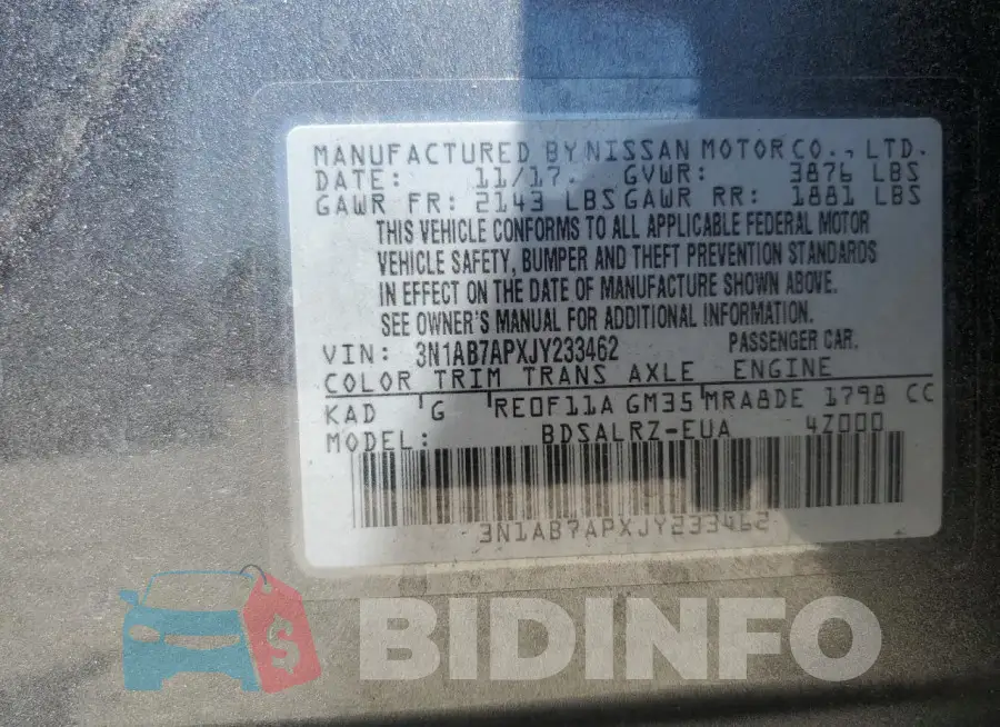 3N1AB7APXJY233462 Photo# 12