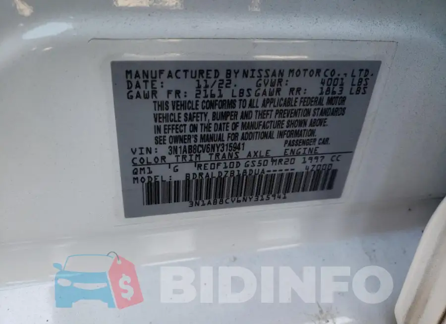 3N1AB8CV6NY315941 Photo# 12