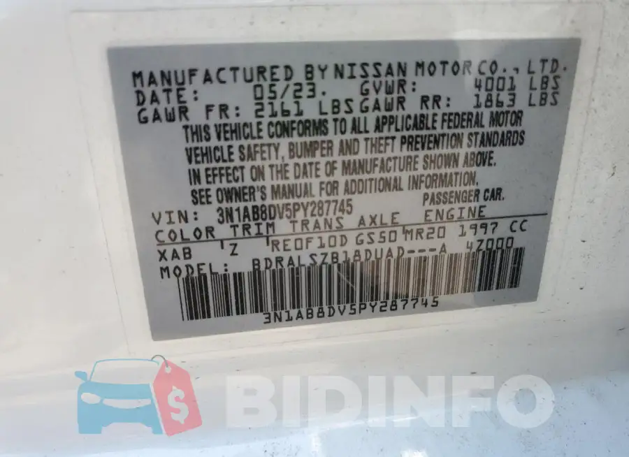3N1AB8DV5PY287745 Photo# 12