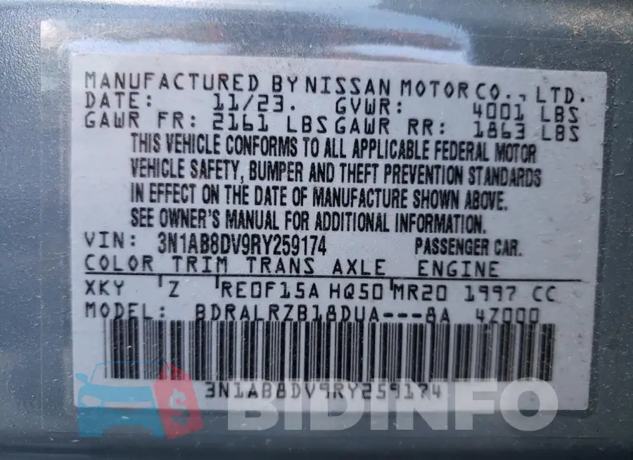 3N1AB8DV9RY259174 Photo# 13