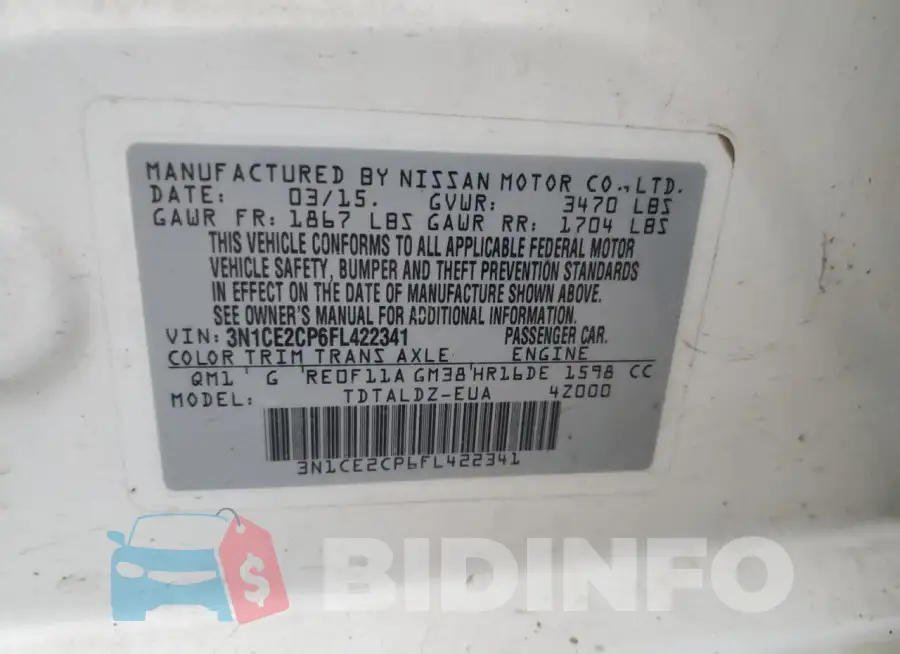 3N1CE2CP6FL422341 Photo# 12