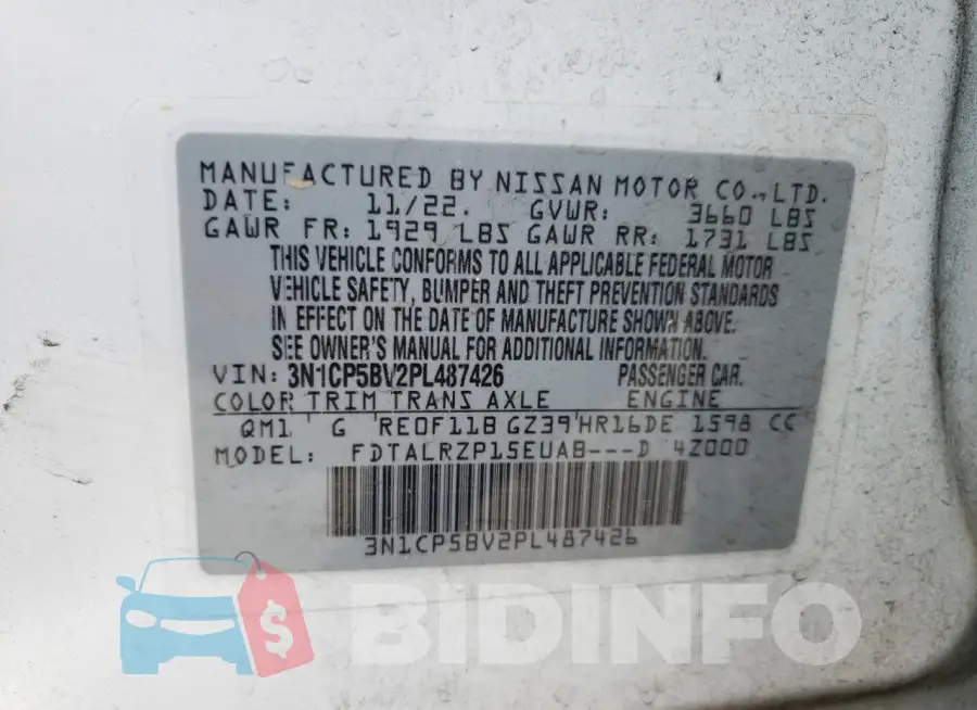 3N1CP5BV2PL487426 Photo# 13