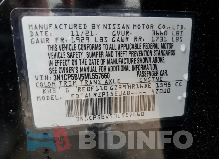 3N1CP5BV5ML557660 Photo# 14
