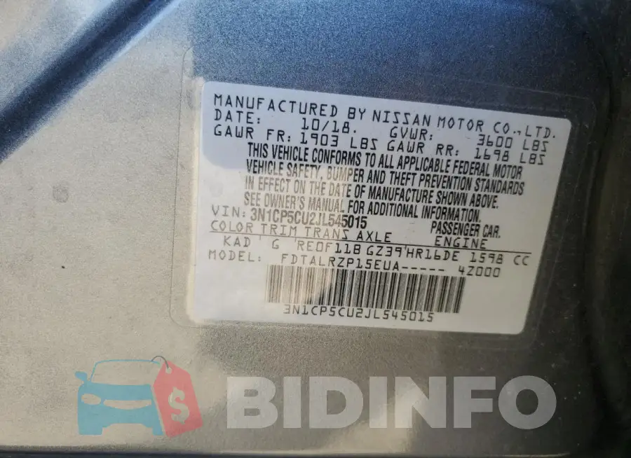 3N1CP5CU2JL545015 Photo# 13