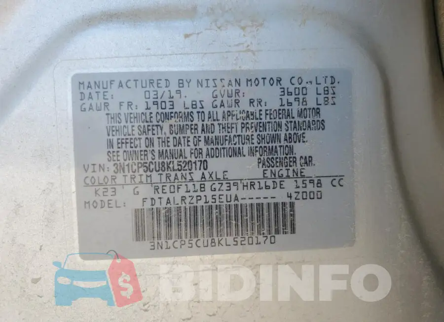 3N1CP5CU8KL520170 Photo# 13