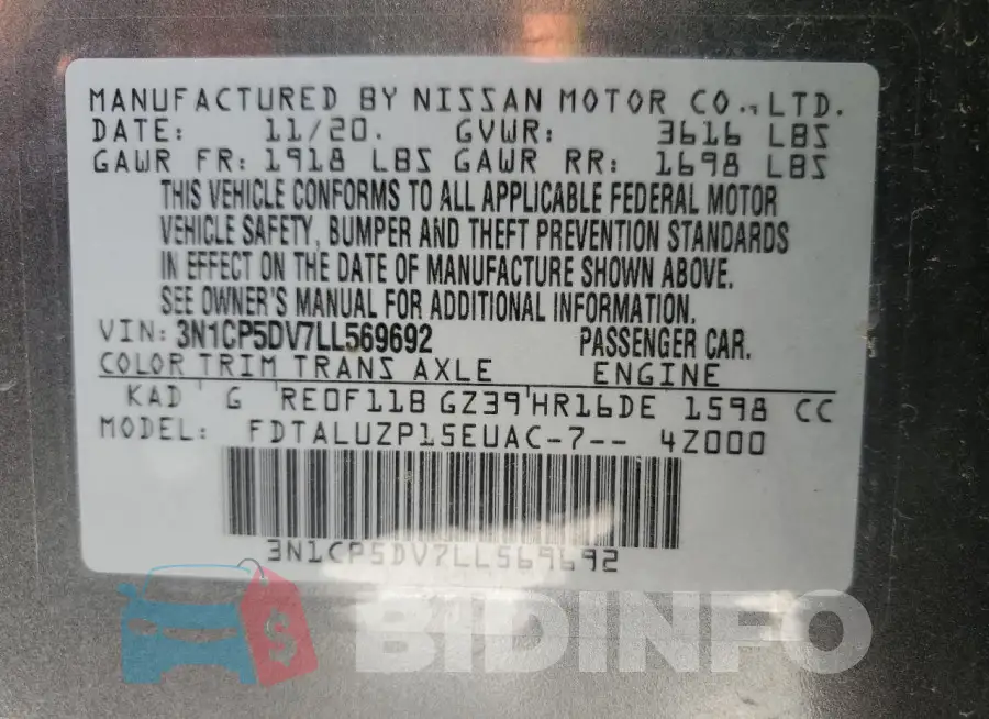 3N1CP5DV7LL569692 Photo# 13