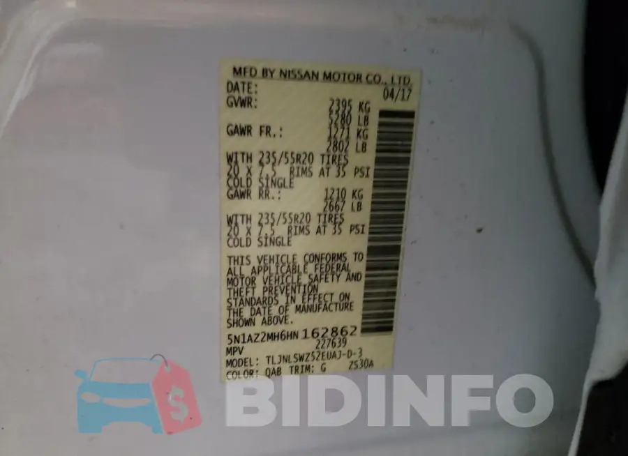 5N1AZ2MH6HN162862 Photo# 13