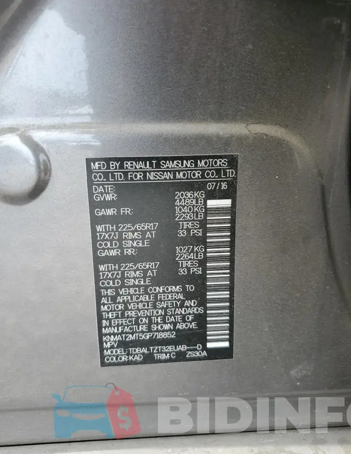 KNMAT2MT5GP718852 Photo# 13