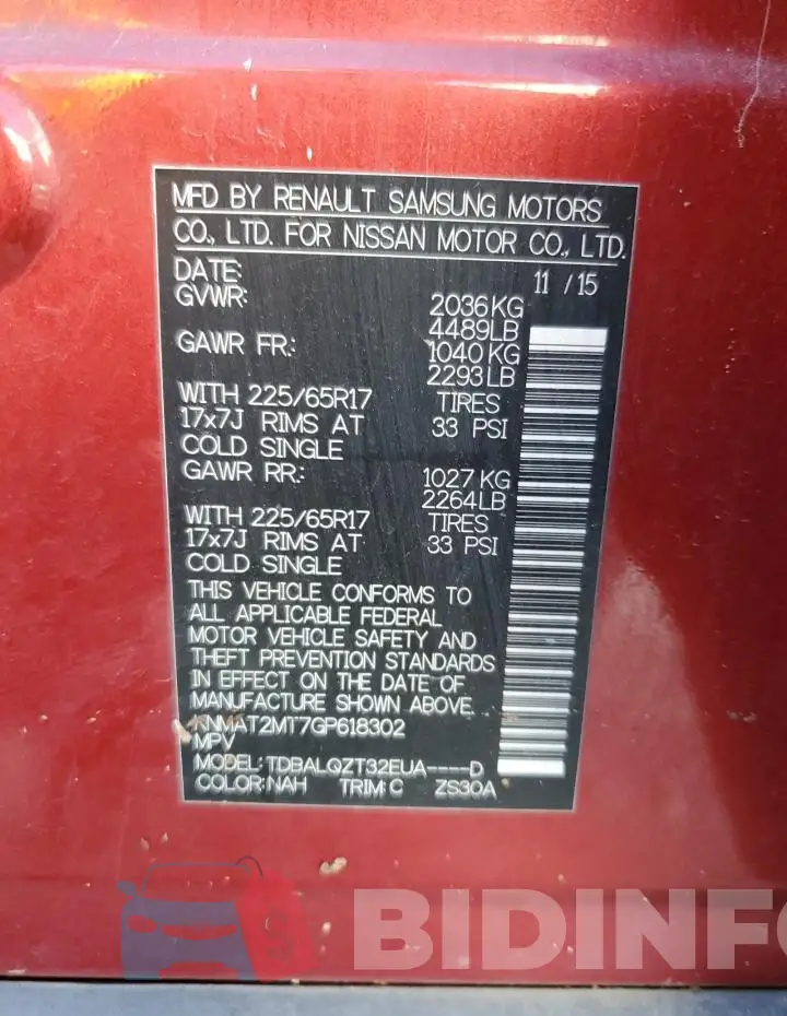 KNMAT2MT7GP618302 Photo# 14