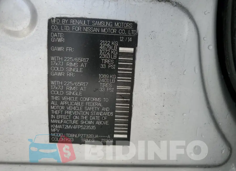 KNMAT2MV4FP523535 Photo# 12
