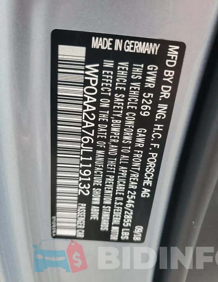 WP0AA2A76JL119132 Photo# 12
