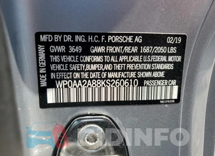 WP0AA2A88KS260610 Photo# 13