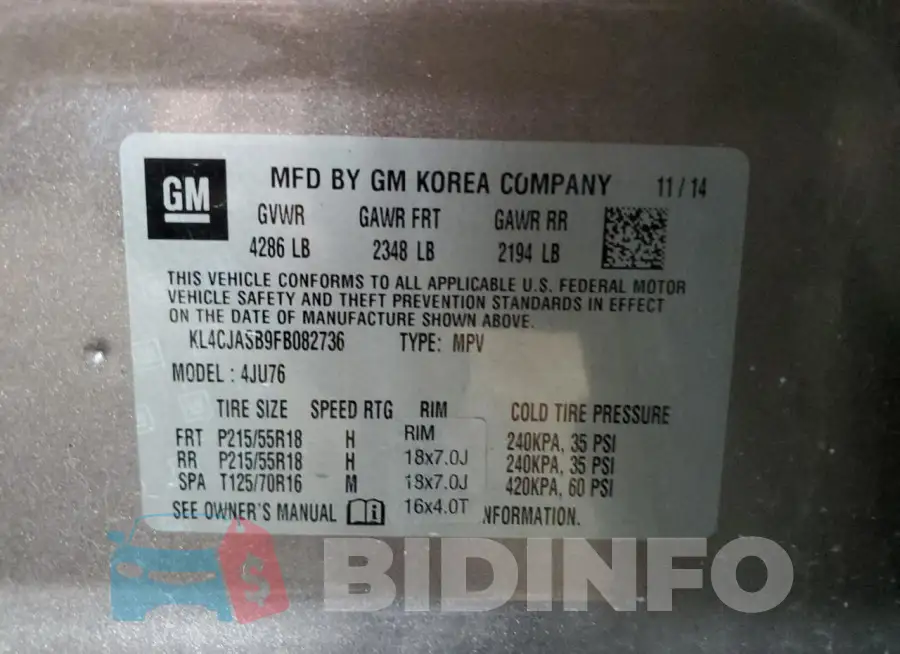 KL4CJASB9FB082736 Photo# 13