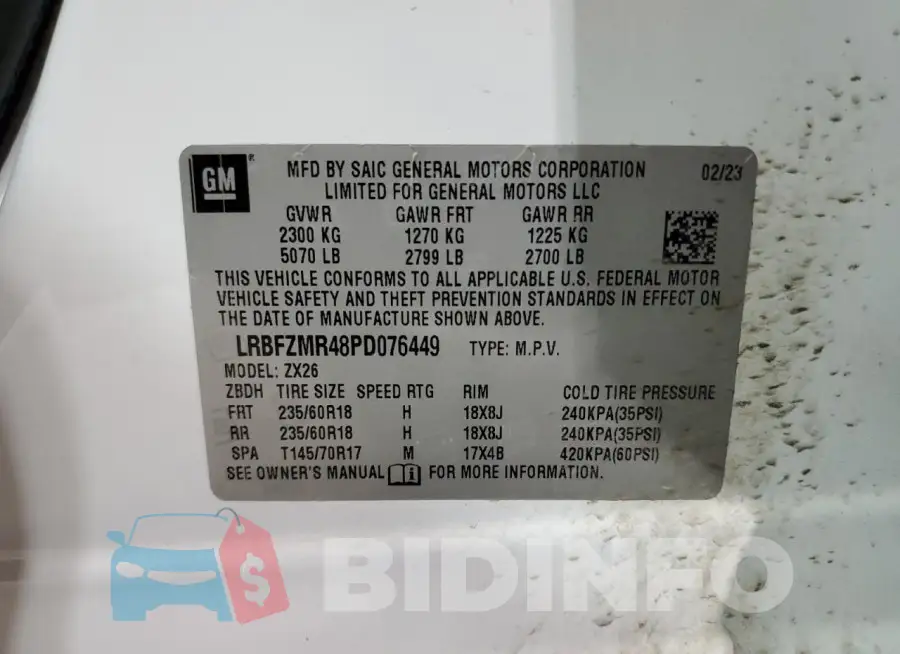 LRBFZMR48PD076449 Photo# 13