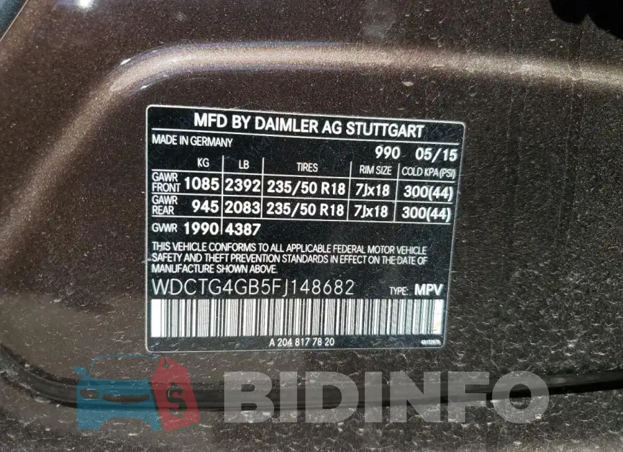 WDCTG4GB5FJ148682 Photo# 12