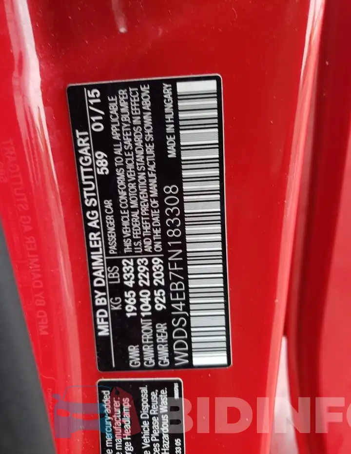 WDDSJ4EB7FN183308 Photo# 12