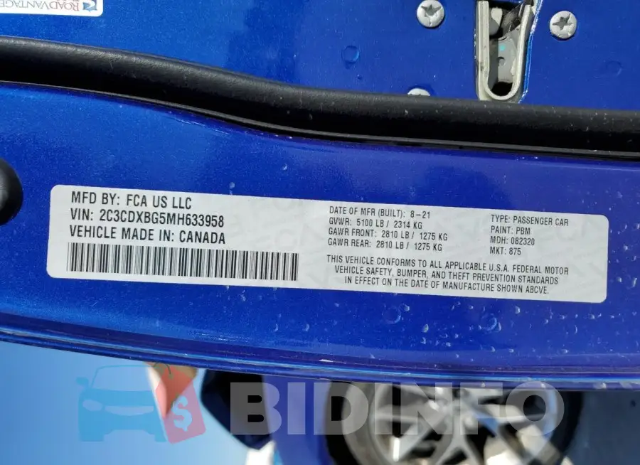 2C3CDXBG5MH633958 Photo# 13