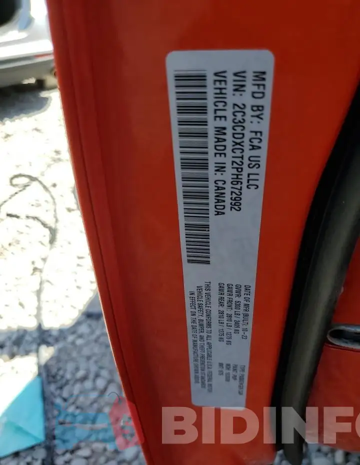 2C3CDXCT2PH672992 Photo# 13