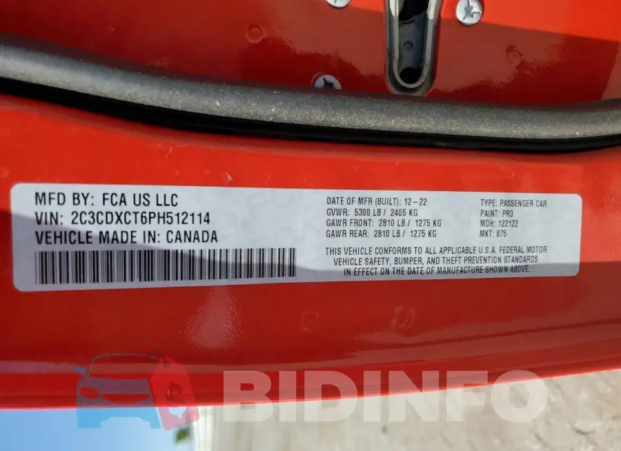 2C3CDXCT6PH512114 Photo# 12