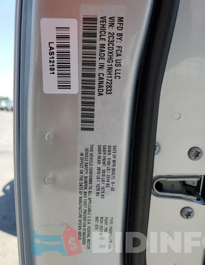 2C3CDXHG1NH172833 Photo# 12