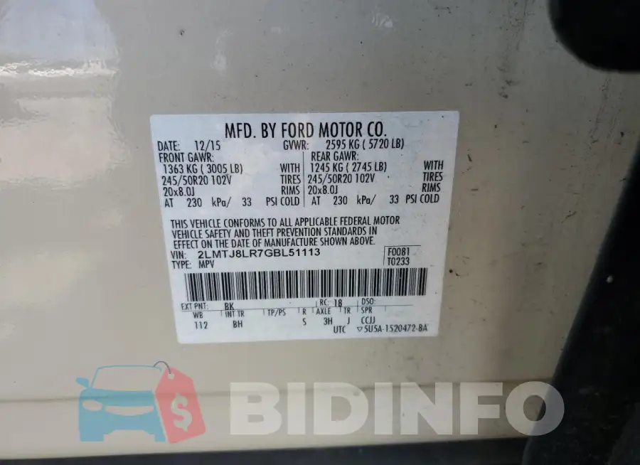 2LMTJ8LR7GBL51113 Photo# 14