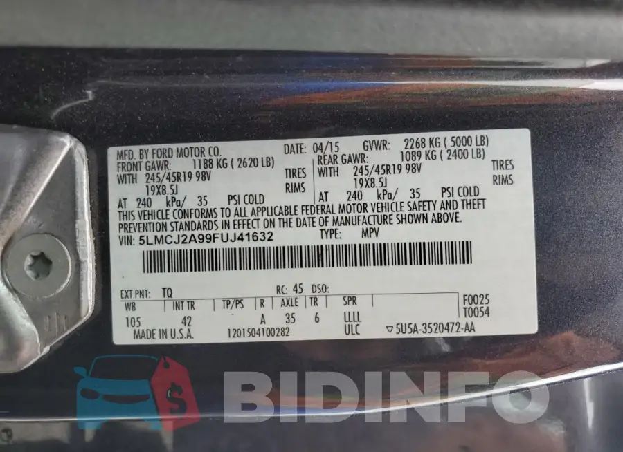5LMCJ2A99FUJ41632 Photo# 13
