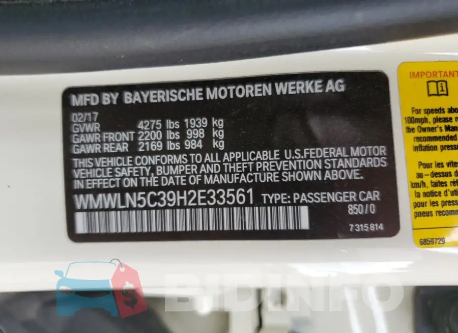 WMWLN5C39H2E33561 Photo# 12
