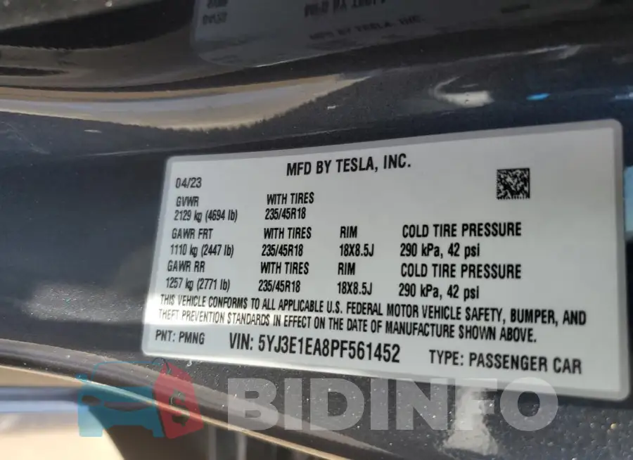5YJ3E1EA8PF561452 Photo# 13