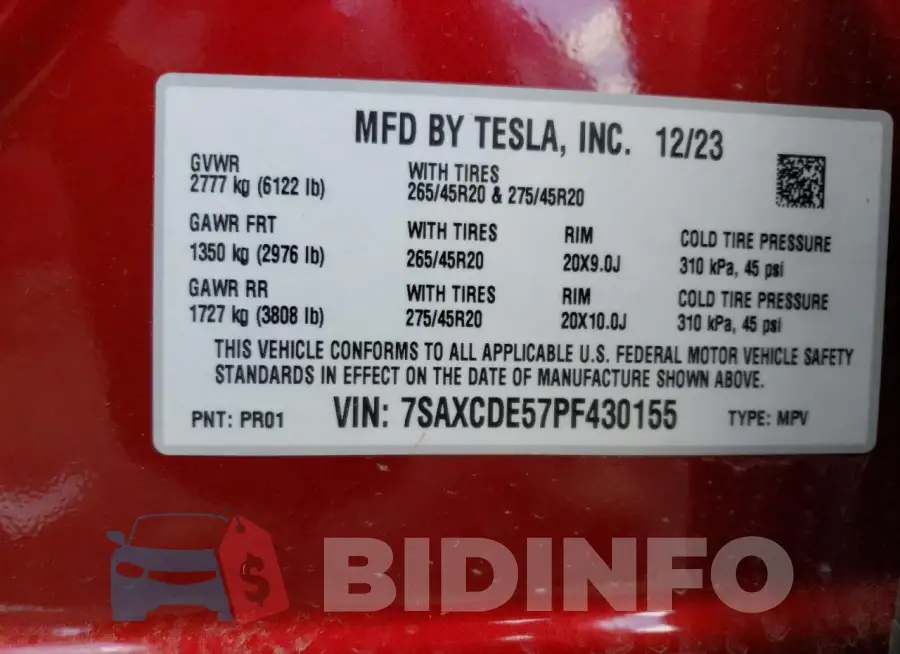 7SAXCDE57PF430155 Photo# 13