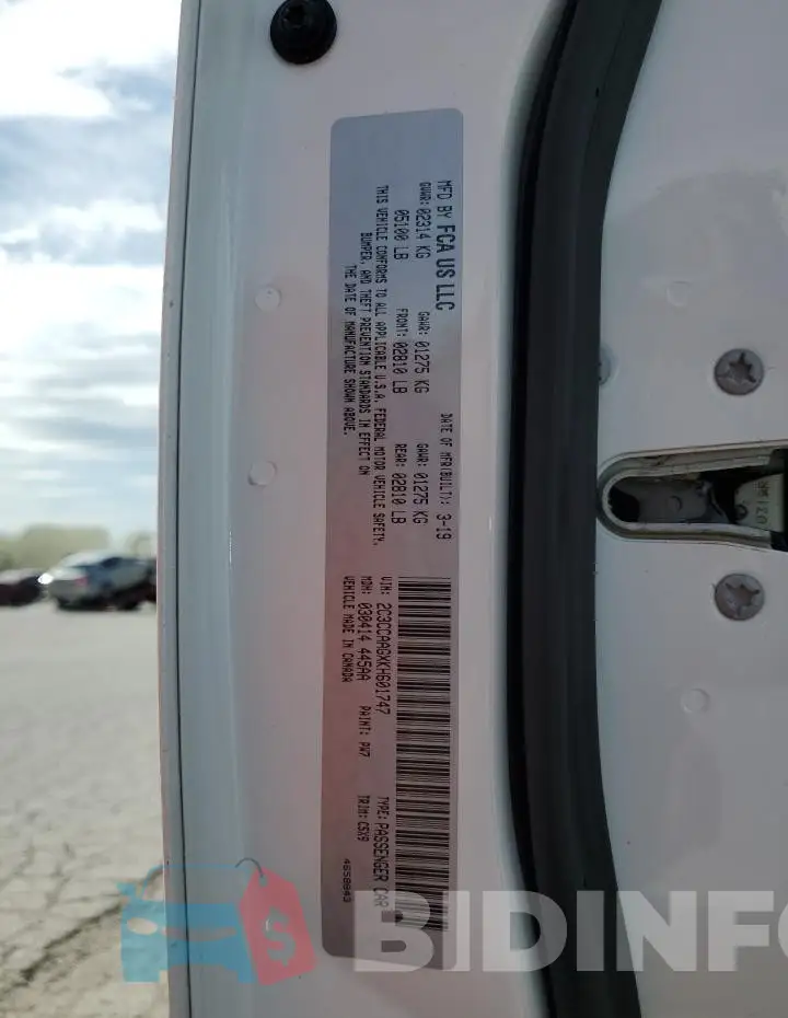 2C3CCAAGXKH601747 Photo# 12