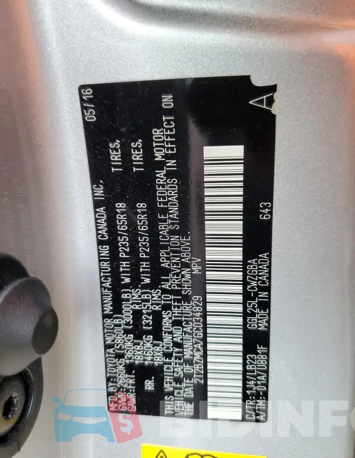 2T2BZMCA7GC034829 Photo# 13