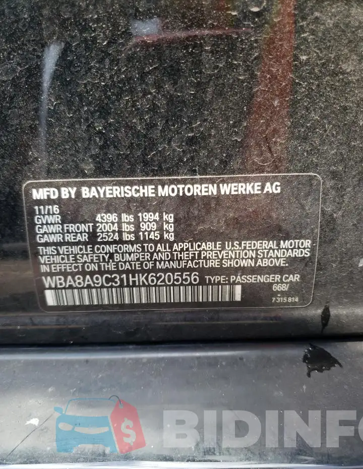 WBA8A9C31HK620556 Photo# 12