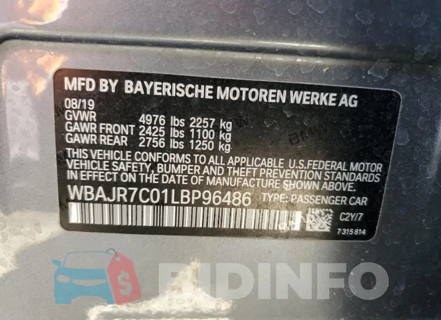 WBAJR7C01LBP96486 Photo# 12