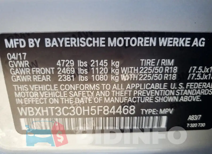 WBXHT3C30H5F84468 Photo# 14
