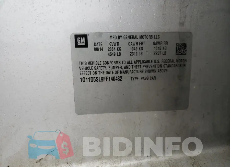1G11D5SL9FF140432 Photo# 12
