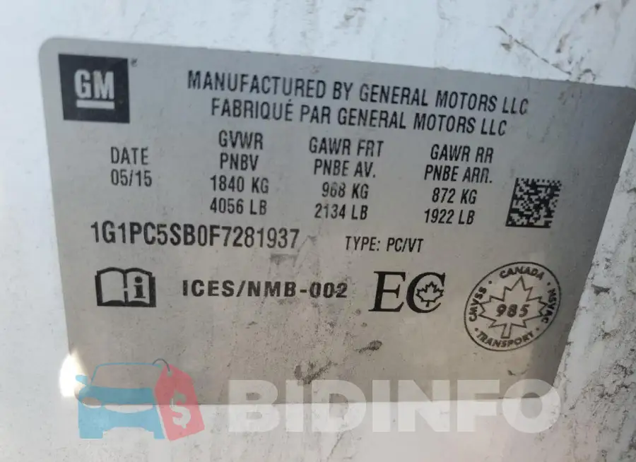1G1PC5SB0F7281937 Photo# 12