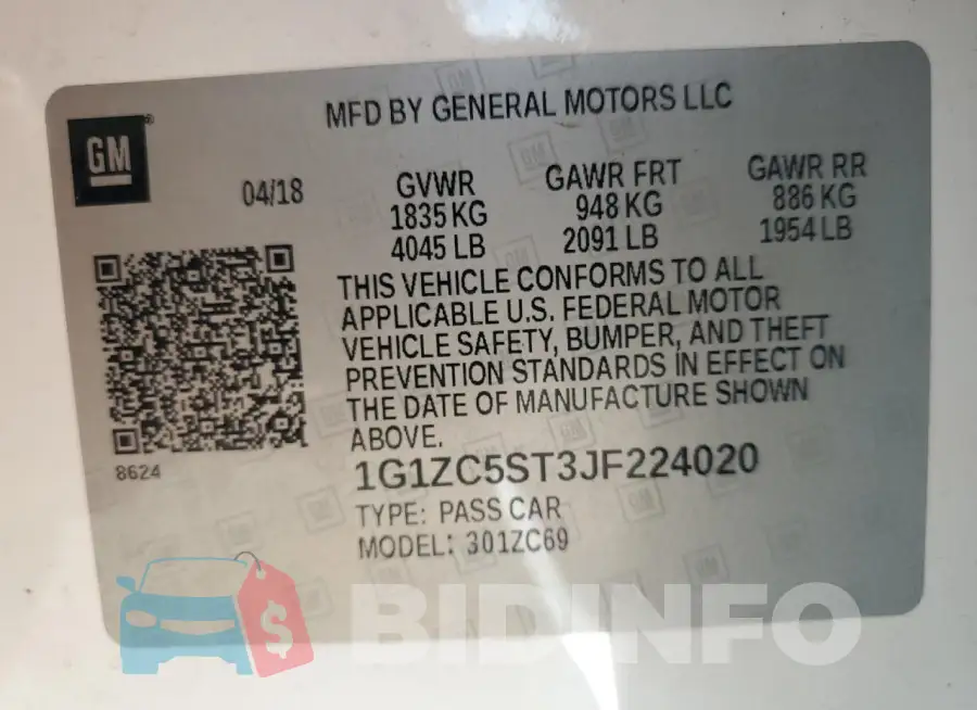 1G1ZC5ST3JF224020 Photo# 12