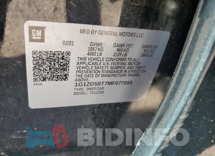 1G1ZD5ST7MF077055 Photo# 12