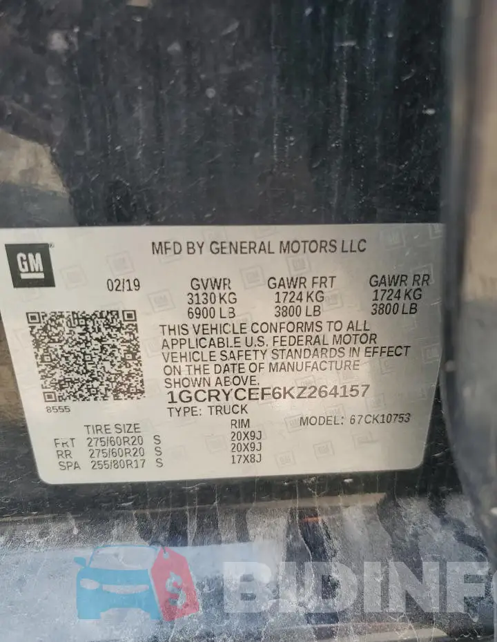 1GCRYCEF6KZ264157 Photo# 12