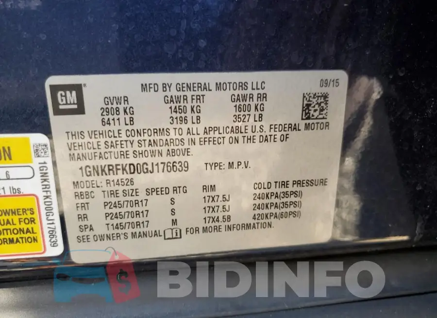 1GNKRFKD0GJ176639 Photo# 13