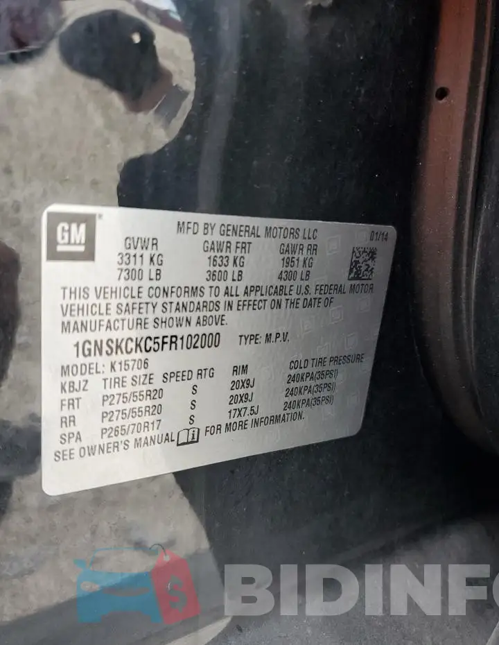 1GNSKCKC5FR102000 Photo# 14