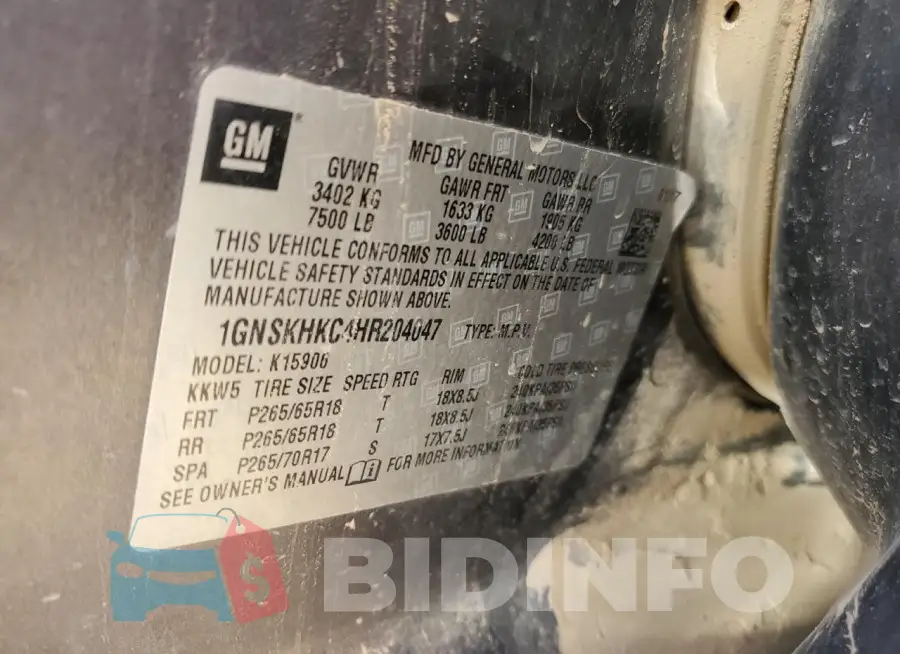 1GNSKHKC4HR204047 Photo# 13