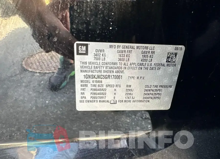 1GNSKJKC5GR170061 Photo# 10