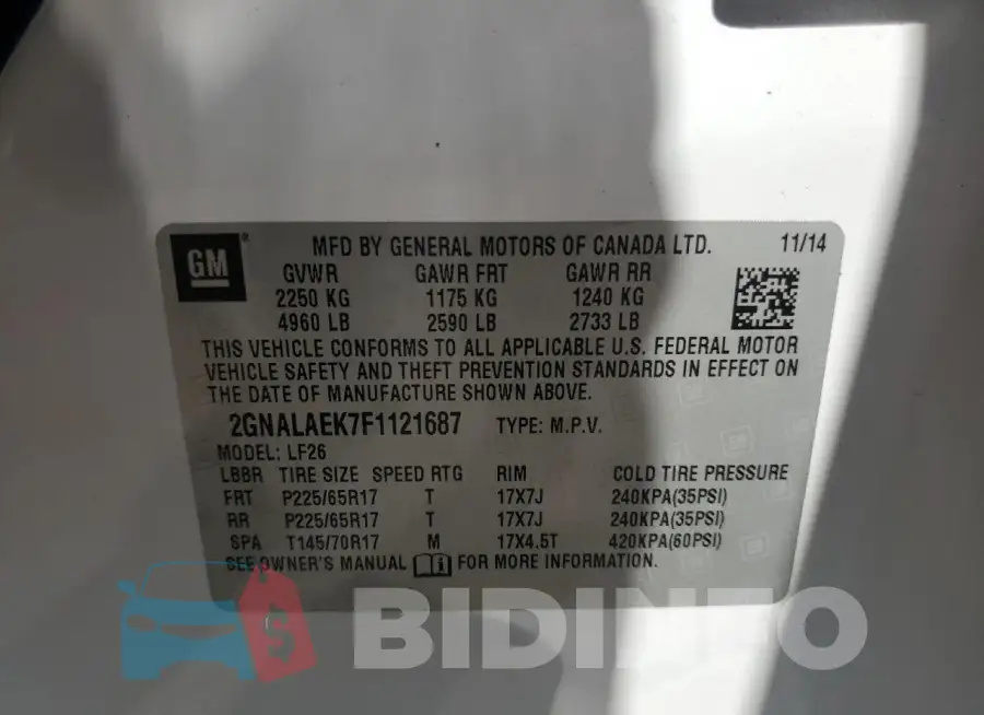 2GNALAEK7F1121687 Photo# 13